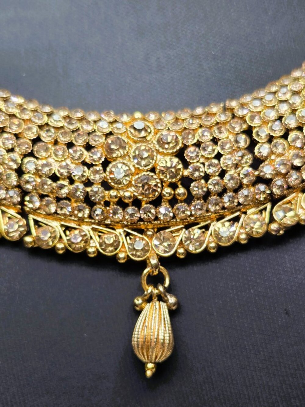 Gold-Tone Rhinestone Statement Necklace - Picture 5 of 8